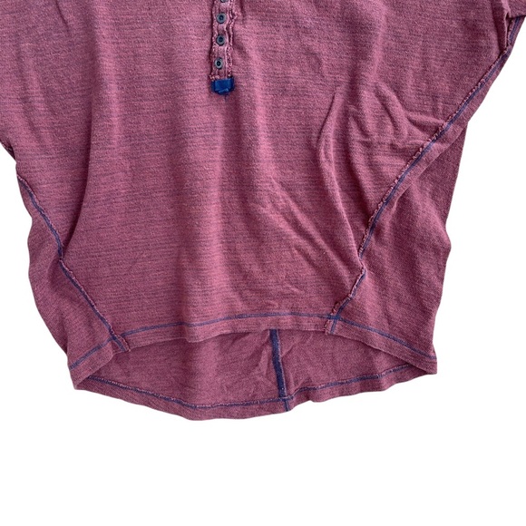 Free People We The Free Women’s Beach Haven Henley Over Sized Long Sleeve Top - Picture 3 of 8